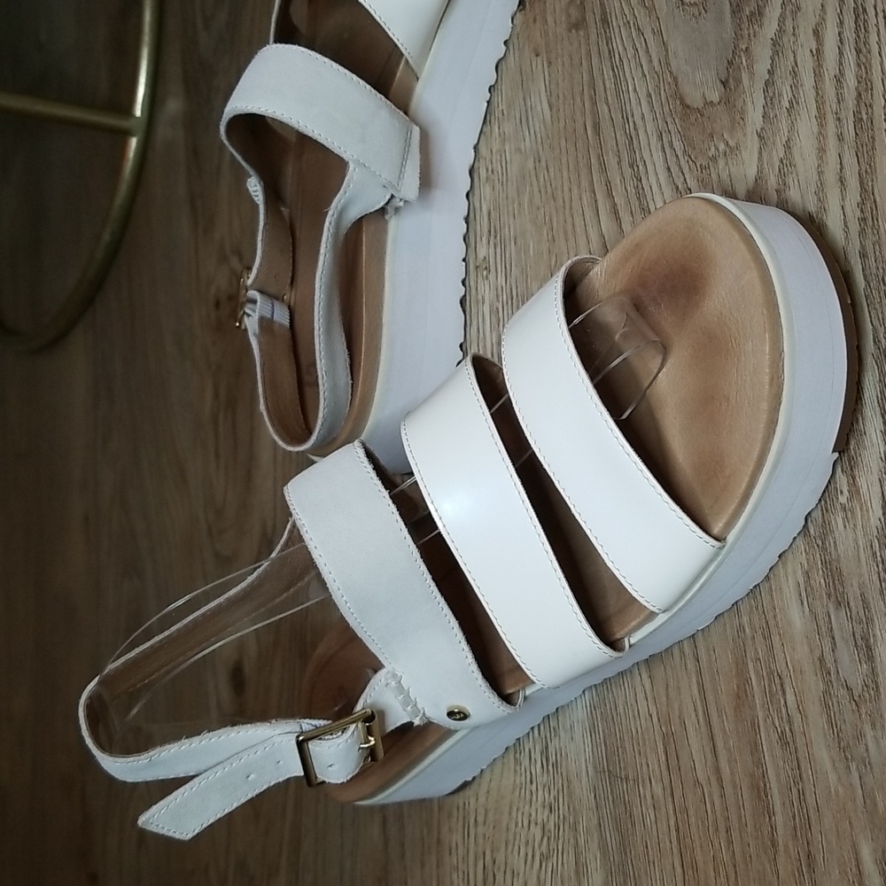 Ugg Treadlite Womens Braylynn White Flatform Wedge Heel Sandals - Picture 2 of 14